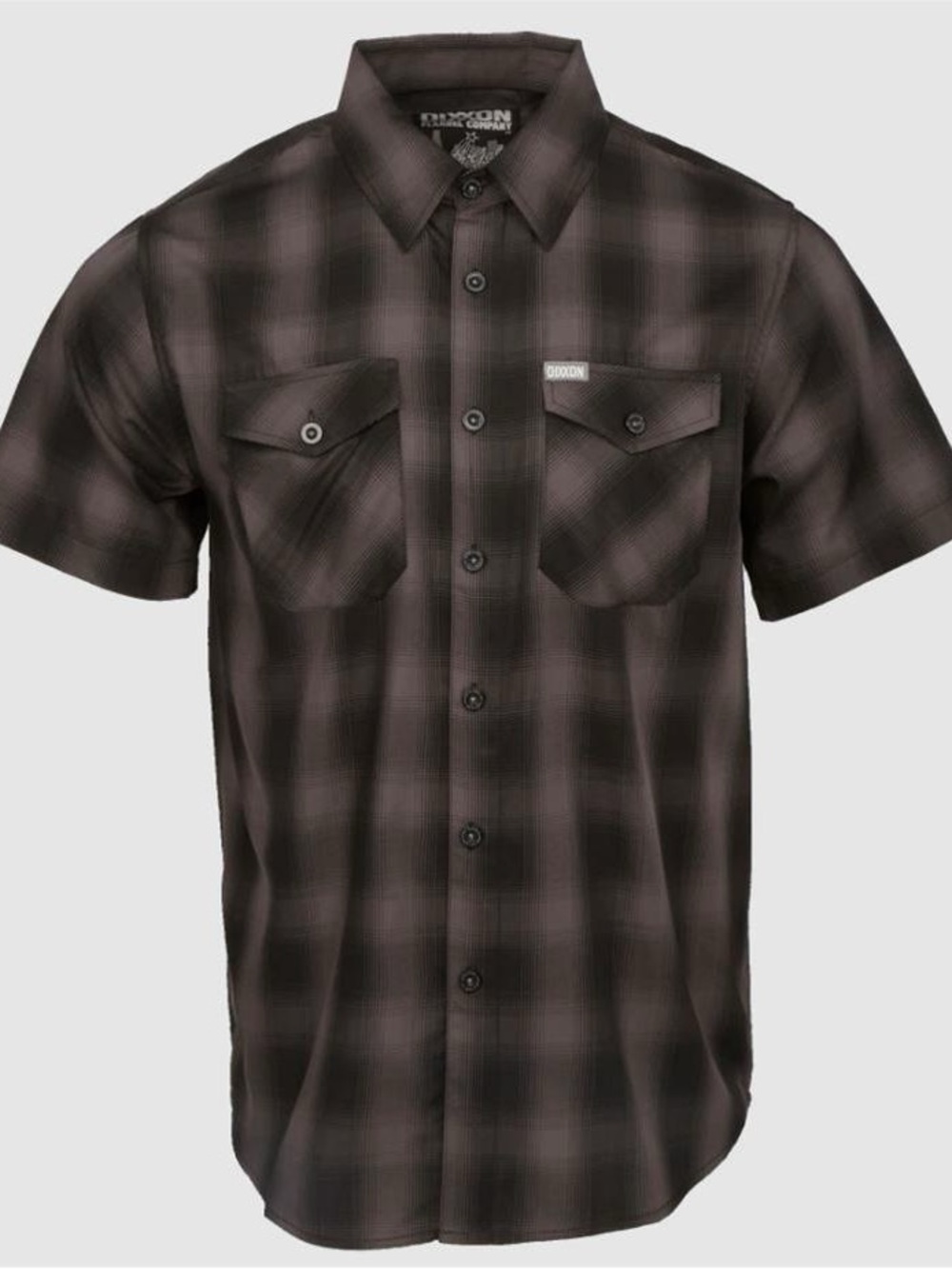 DIXXON Men's Black and Brown Short-Sleeve Plaid Button-Down Shirt